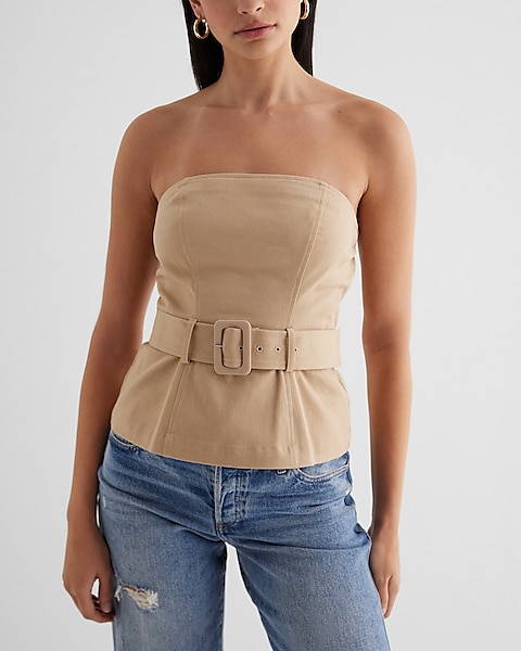 Strapless Belted Corset Tube Top