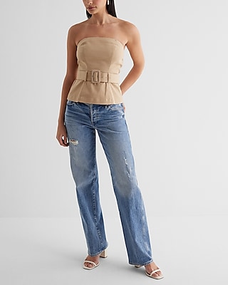 Strapless Belted Corset Tube Top