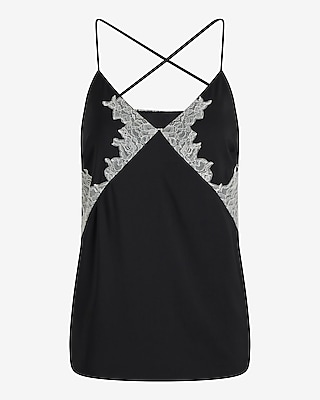 Satin Lace V-Neck Cross-Back Downtown Cami