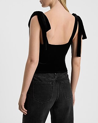 Velvet Tie Strap Ruched Tank - image 4