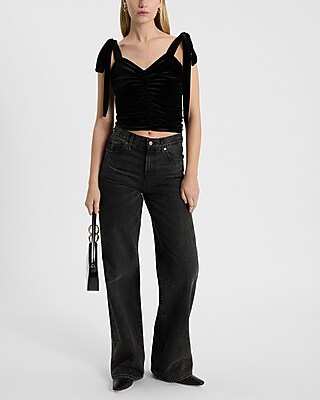 Velvet Tie Strap Ruched Tank - image 5