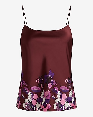 Satin Floral Scoop Neck Downtown Cami