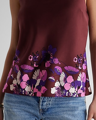 Satin Floral Scoop Neck Downtown Cami