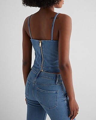 Denim Cropped Corset Top