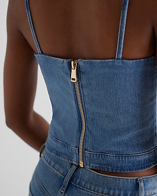 Denim Cropped Corset Top