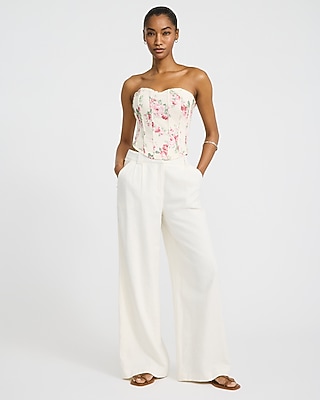 Floral Denim Corset Tube Top