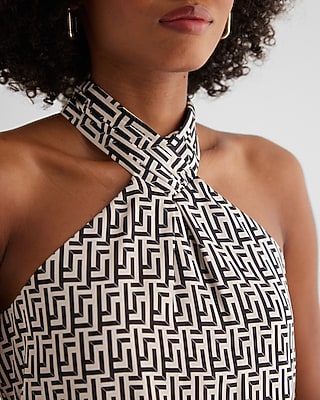 HALTER ITEM GRECIAN STENCIL PRINT 9709747:PRINT-BLACK:XL