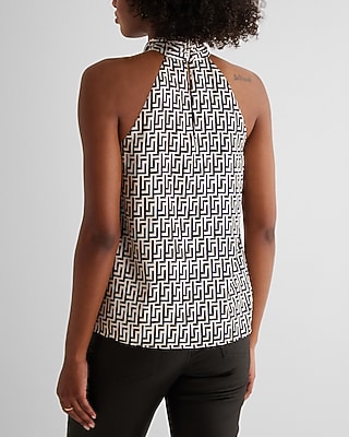 HALTER ITEM GRECIAN STENCIL PRINT 9709747:PRINT-BLACK:XL