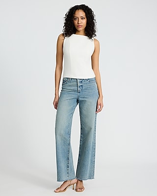 High Neck Low Back Button Tailored Tank