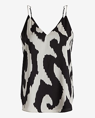V NECK DT CAMI STRETCH PSG IKAT TRIBAL 9709729:B&W PRINT:S