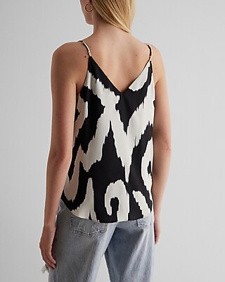V NECK DT CAMI STRETCH PSG IKAT TRIBAL 9709729:B&W PRINT:S