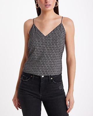 Satin Lace Trim V-neck Downtown Cami | Express