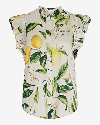 Floral Flutter Sleeve Button Up Gramercy Shirt