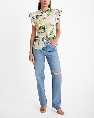 Floral Flutter Sleeve Button Up Gramercy Shirt