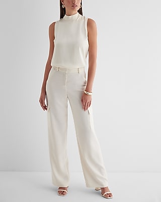 Satin Mock Neck Sleeveless Tank