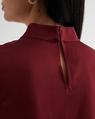 Satin Mock Neck Sleeveless Tank