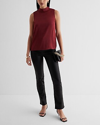 Satin Mock Neck Sleeveless Tank