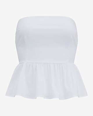 Cotton Poplin Strapless Peplum Tube Top - image 4
