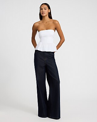 Cotton Poplin Strapless Peplum Tube Top - image 3