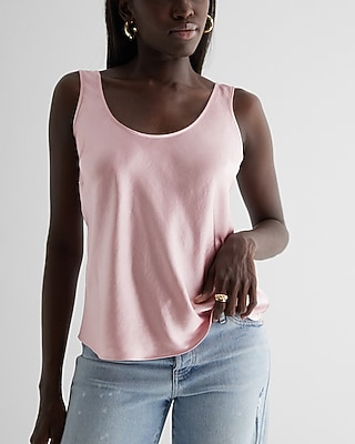 Satin Scoop Neck Tank | Express