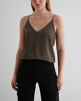 Satin V-neck Downtown Cami | Express