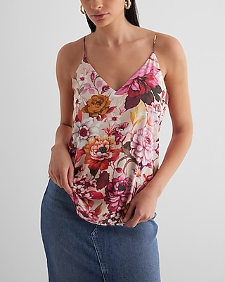Satin Floral V-Neck Cami