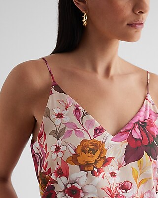 Satin Floral V-Neck Cami