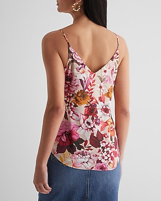 Satin Floral V-Neck Cami