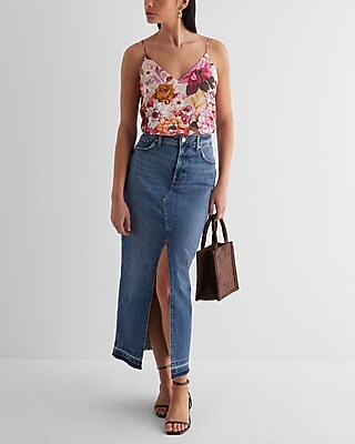 Satin Floral V-Neck Cami