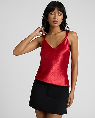 独特の上品 Satin Seamed V-neck Cross-back Downtown Cami | Express キャミソール