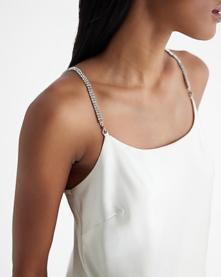Satin Scoop Neck Rhinestone Strap Downtown Cami - image 2