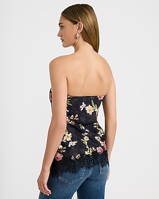Floral Satin Lace Tube Top