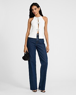 Halter Neck Embellished Bow Cutout Vest Top - image 4