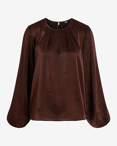 Metallic Gathered Neck Balloon Sleeve Top | Express Metallic Gathered Neck Balloon Sleeve Top | Express
