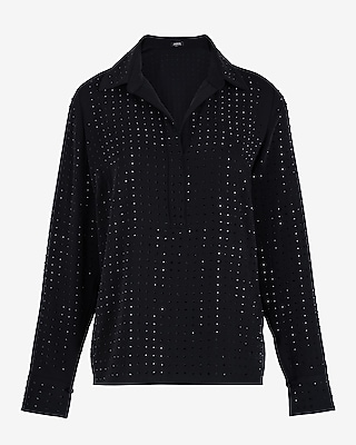 Rhinestone Studded Portofino Shirt | Express