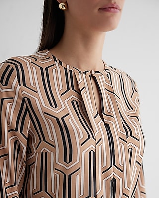 Satin Printed Fold Over Front Portofino Shirt