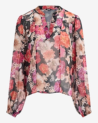 Floral V-Neck Long Sleeve Top