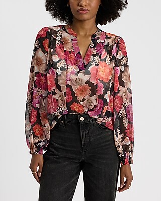 Floral V-Neck Long Sleeve Top