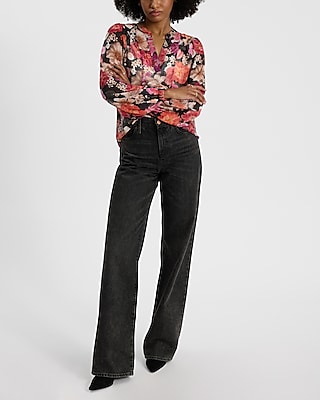 Floral V-Neck Long Sleeve Top