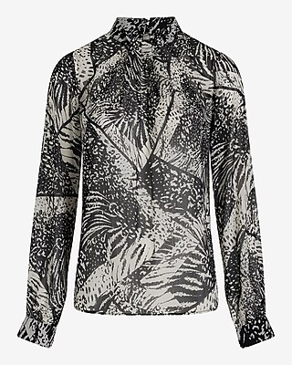 Printed Twist Mock Neck Long Sleeve Top - image 5