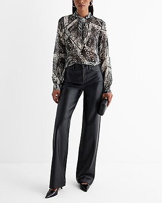 Printed Twist Mock Neck Long Sleeve Top - image 4