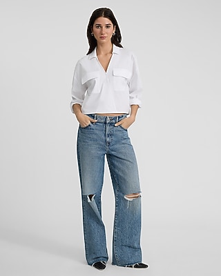 Double Pocket V-Neck Surplice Cropped Top - image 5