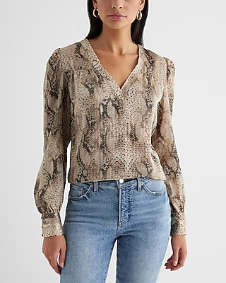v neck snakeskin top