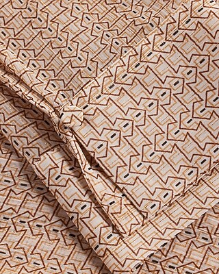 Metallic Sheer Printed Fold Over Front Portofino Shirt