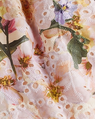 Eyelet Floral Gathered One Shoulder Peplum Top