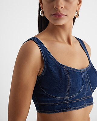 Denim Corset Cropped Top