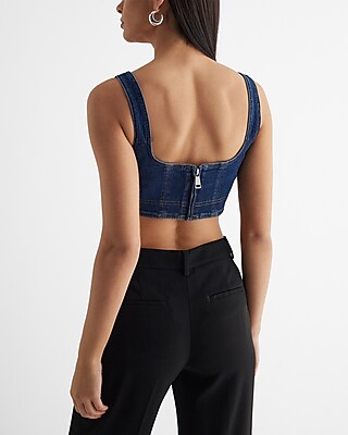 Denim Corset Cropped Top