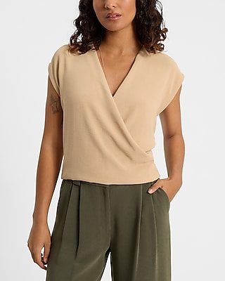 V-neck Cap Sleeve Surplice Top | Express