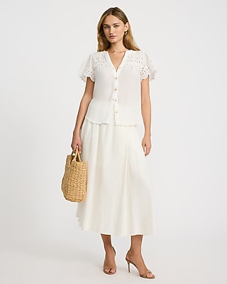 Sheer Eyelet Short Sleeve Shirt
