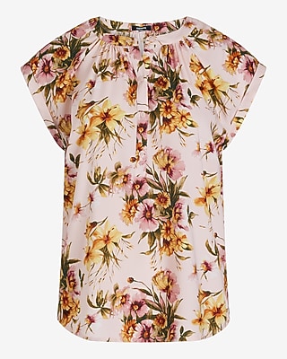 SS ROLLED SLEEVE GRAMERCY 9710622 PETITIE DAHLIAS:PRINT-PINK:S